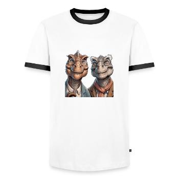 Senior Dino - Men's Ringer Shirt - white/black - Front - AI Model Female 172 light (172cm) & AI Model Male 178 dark (178cm)