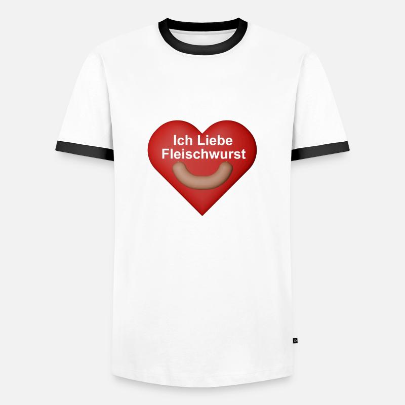 Ich Liebe Fleischwurst - Männer Kontrast-T-Shirt - Weiß/Schwarz