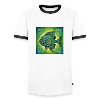Fischer fisch Fisch - Männer Kontrast-T-Shirt - Weiß/Schwarz - Vorne - AI Model Female 172 light (172cm) & AI Model Male 178 dark (178cm)