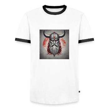 Odin - Männer Kontrast-T-Shirt - Weiß/Schwarz - Vorne - AI Model Female 172 light (172cm) & AI Model Male 178 dark (178cm)