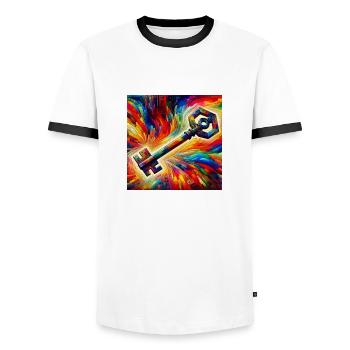 Clé - T-shirt contrasté Homme - blanc/noir - Devant - AI Model Female 172 light (172cm) & AI Model Male 178 dark (178cm)