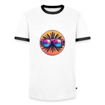 Sonnenbrille Sommer - Männer Kontrast-T-Shirt - Weiß/Schwarz - Vorne - AI Model Female 172 light (172cm) & AI Model Male 178 dark (178cm)