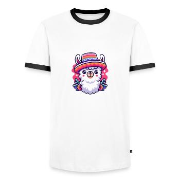 No Drama Lama - Männer Kontrast-T-Shirt - Weiß/Schwarz - Vorne - AI Model Female 172 light (172cm) & AI Model Male 178 dark (178cm)