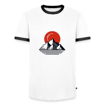 Sommet du soleil de minuit - T-shirt contrasté Homme - blanc/noir - Devant - AI Model Female 172 light (172cm) & AI Model Male 178 dark (178cm)