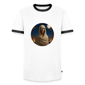 Mumie - Männer Kontrast-T-Shirt - Weiß/Schwarz - Vorne - AI Model Female 172 light (172cm) & AI Model Male 178 dark (178cm)