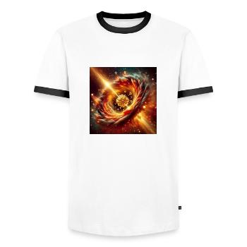 group1 18 - Männer Kontrast-T-Shirt - Weiß/Schwarz - Vorne - AI Model Female 172 light (172cm) & AI Model Male 178 dark (178cm)