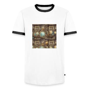 KI build - Männer Kontrast-T-Shirt - Weiß/Schwarz - Vorne - AI Model Female 172 light (172cm) & AI Model Male 178 dark (178cm)