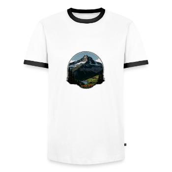 Swiss Mountains - Men's Ringer Shirt - white/black - Front - AI Model Female 172 light (172cm) & AI Model Male 178 dark (178cm)