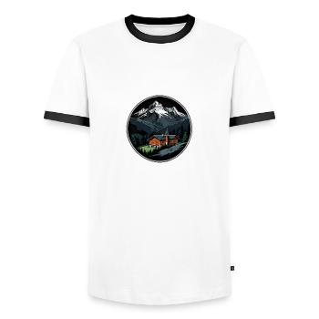 Montagnes suisses - T-shirt contrasté Homme - blanc/noir - Devant - AI Model Female 172 light (172cm) & AI Model Male 178 dark (178cm)