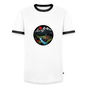 Montagnes suisses - T-shirt contrasté Homme - blanc/noir - Devant - AI Model Female 172 light (172cm) & AI Model Male 178 dark (178cm)