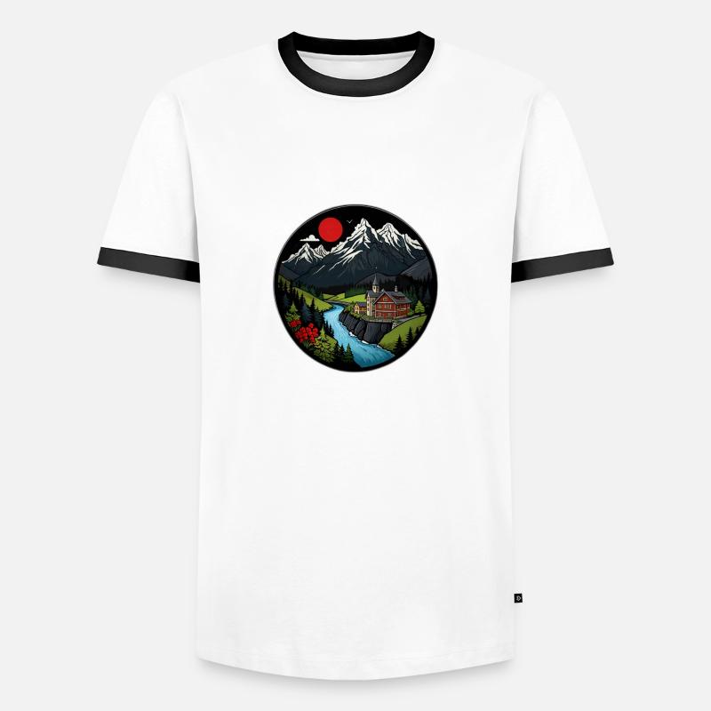 Schweizer Berge - Männer Kontrast-T-Shirt - Weiß/Schwarz
