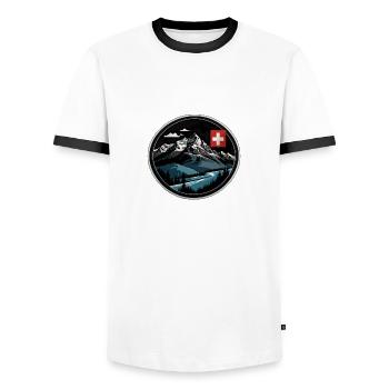Montagnes suisses - T-shirt contrasté Homme - blanc/noir - Devant - AI Model Female 172 light (172cm) & AI Model Male 178 dark (178cm)