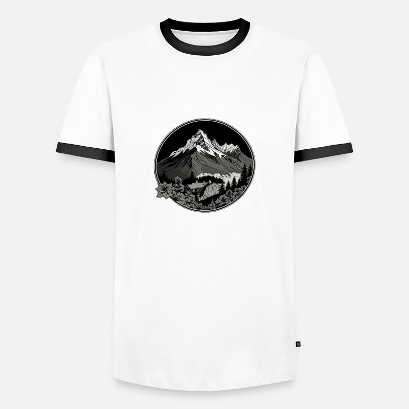 Schweizer Berge - Männer Kontrast-T-Shirt - Weiß/Schwarz