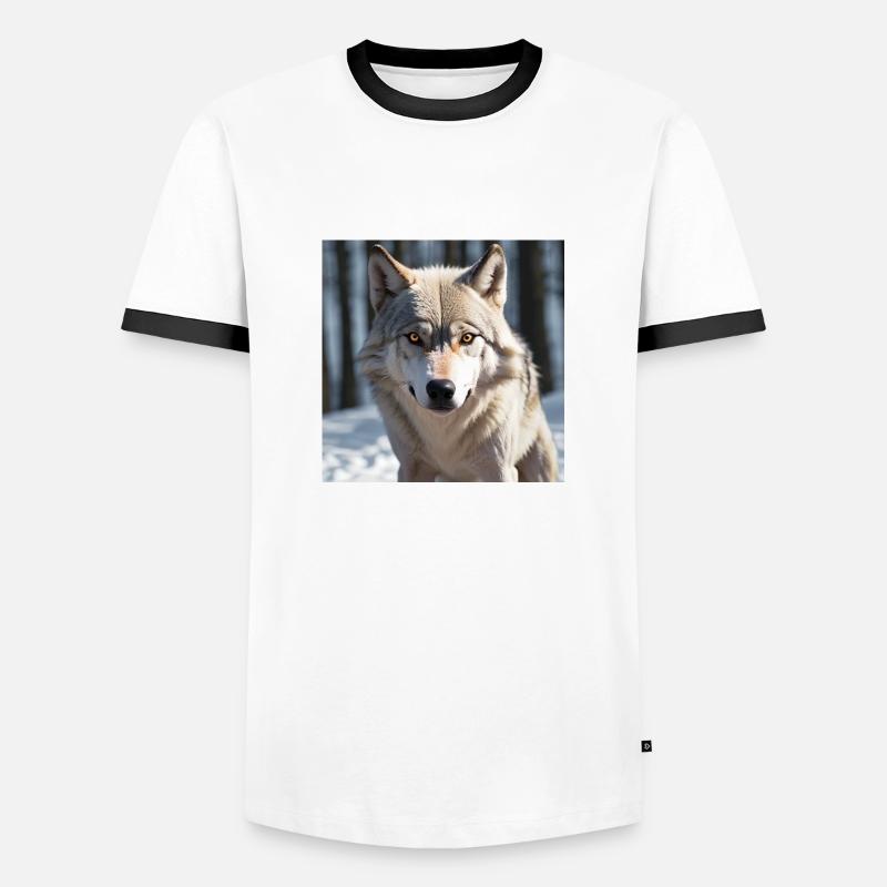 Wolf - Männer Kontrast-T-Shirt - Weiß/Schwarz