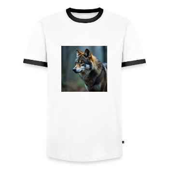 Loup - T-shirt contrasté Homme - blanc/noir - Devant - AI Model Female 172 light (172cm) & AI Model Male 178 dark (178cm)