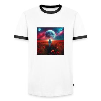 Walking astronaut - Männer Kontrast-T-Shirt - Weiß/Schwarz - Vorne - AI Model Female 172 light (172cm) & AI Model Male 178 dark (178cm)