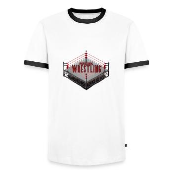 professional wrestling - Männer Kontrast-T-Shirt - Weiß/Schwarz - Vorne - AI Model Female 172 light (172cm) & AI Model Male 178 dark (178cm)
