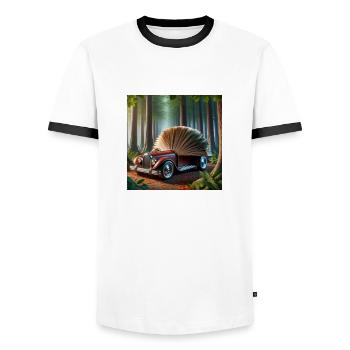 Buchen und Auto - Männer Kontrast-T-Shirt - Weiß/Schwarz - Vorne - AI Model Female 172 light (172cm) & AI Model Male 178 dark (178cm)