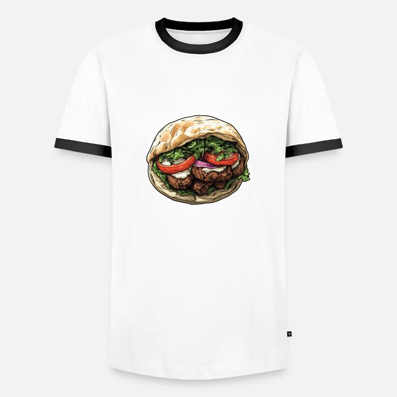 Frisch, lecker, authentisch: Falafel-Wrap - Männer Kontrast-T-Shirt - Weiß/Schwarz