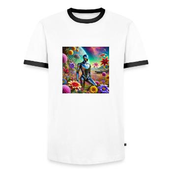 Roboter - Männer Kontrast-T-Shirt - Weiß/Schwarz - Vorne - AI Model Female 172 light (172cm) & AI Model Male 178 dark (178cm)
