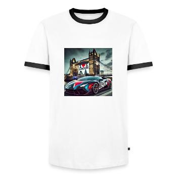 I Love London - Men's Ringer Shirt - white/black - Front - AI Model Female 172 light (172cm) & AI Model Male 178 dark (178cm)
