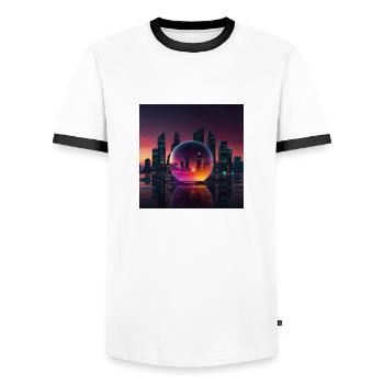 Moderne Stadt - Zwei Spiralen - Männer Kontrast-T-Shirt - Weiß/Schwarz - Vorne - AI Model Female 172 light (172cm) & AI Model Male 178 dark (178cm)