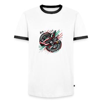 Karting Motorsport - Männer Kontrast-T-Shirt - Weiß/Schwarz - Vorne - AI Model Female 172 light (172cm) & AI Model Male 178 dark (178cm)