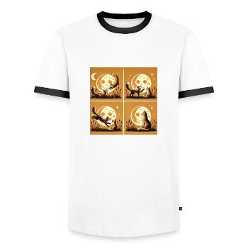 Fuchs II - Männer Kontrast-T-Shirt - Weiß/Schwarz - Vorne - AI Model Female 172 light (172cm) & AI Model Male 178 dark (178cm)