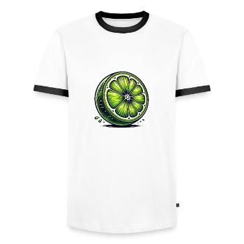 Citron vert artistique – Illustration fruitée - T-shirt contrasté Homme - blanc/noir - Devant - AI Model Female 172 light (172cm) & AI Model Male 178 dark (178cm)