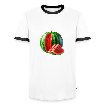 Watermelon - Men's Ringer Shirt - white/black - Front - AI Model Female 172 light (172cm) & AI Model Male 178 dark (178cm)