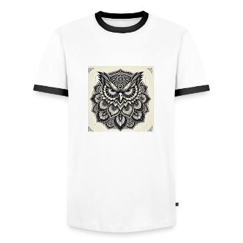 Eule I - Männer Kontrast-T-Shirt - Weiß/Schwarz - Vorne - AI Model Female 172 light (172cm) & AI Model Male 178 dark (178cm)