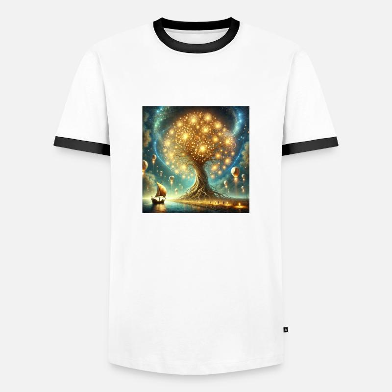 The shining tree - Men's Ringer Shirt - white/black