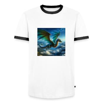 CF4D70DD 160F 4EAD B89E 98FAE8902E17 - Men's Ringer Shirt - white/black - Front - AI Model Female 172 light (172cm) & AI Model Male 178 dark (178cm)