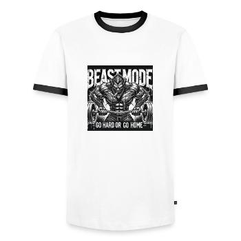 Mode logo - T-shirt contrasté Homme - blanc/noir - Devant - AI Model Female 172 light (172cm) & AI Model Male 178 dark (178cm)