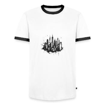 Skyline - Männer Kontrast-T-Shirt - Weiß/Schwarz - Vorne - AI Model Female 172 light (172cm) & AI Model Male 178 dark (178cm)