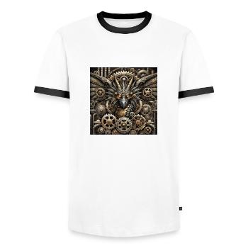 Steampunk Dragon Lord - Men's Ringer Shirt - white/black - Front - AI Model Female 172 light (172cm) & AI Model Male 178 dark (178cm)