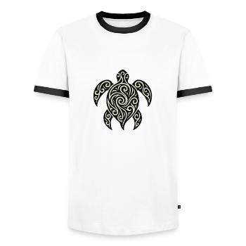 Mana Honu – Polynesian Turtle - Männer Kontrast-T-Shirt - Weiß/Schwarz - Vorne - AI Model Female 172 light (172cm) & AI Model Male 178 dark (178cm)