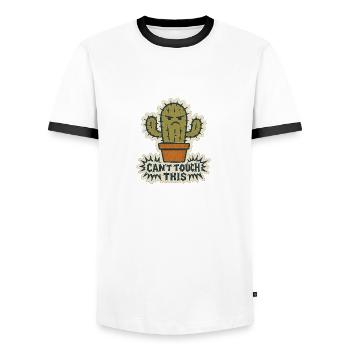 Cannot touch this - Kaktus - Männer Kontrast-T-Shirt - Weiß/Schwarz - Vorne - AI Model Female 172 light (172cm) & AI Model Male 178 dark (178cm)