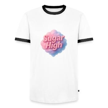 Sugar High - Men's Ringer Shirt - white/black - Front - AI Model Female 172 light (172cm) & AI Model Male 178 dark (178cm)