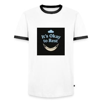 It’s Okay to Rest – Mental Health Shirt - Männer Kontrast-T-Shirt - Weiß/Schwarz - Vorne - AI Model Female 172 light (172cm) & AI Model Male 178 dark (178cm)