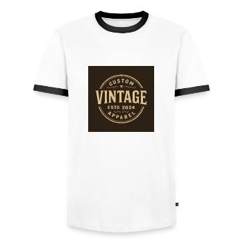 Custom vintage - Men's Ringer Shirt - white/black - Front - AI Model Female 172 light (172cm) & AI Model Male 178 dark (178cm)