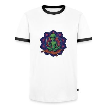 Kiffikus - Männer Kontrast-T-Shirt - Weiß/Schwarz - Vorne - AI Model Female 172 light (172cm) & AI Model Male 178 dark (178cm)