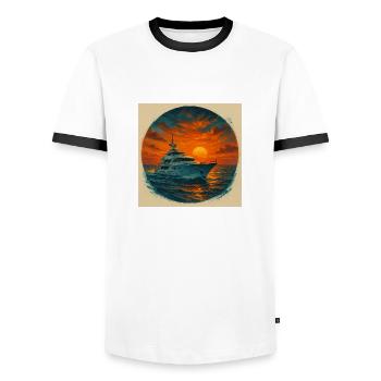 Navire océanique - T-shirt contrasté Homme - blanc/noir - Devant - AI Model Female 172 light (172cm) & AI Model Male 178 dark (178cm)