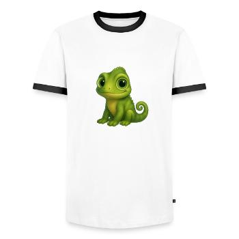 Caméléon – coloré et enchanteur - T-shirt contrasté Homme - blanc/noir - Devant - AI Model Female 172 light (172cm) & AI Model Male 178 dark (178cm)