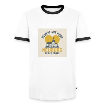 Heimat mit Herz Neuburg an der Donau - Männer Kontrast-T-Shirt - Weiß/Schwarz - Vorne - AI Model Female 172 light (172cm) & AI Model Male 178 dark (178cm)