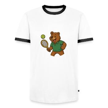 Ours de tennis - T-shirt contrasté Homme - blanc/noir - Devant - AI Model Female 172 light (172cm) & AI Model Male 178 dark (178cm)