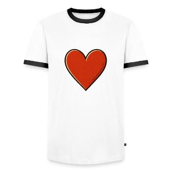 Kunstvolles Herz – Retro mit Charakter - Männer Kontrast-T-Shirt - Weiß/Schwarz - Vorne - AI Model Female 172 light (172cm) & AI Model Male 178 dark (178cm)