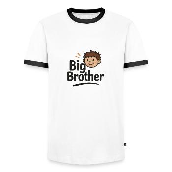 Big Brother - Men's Ringer Shirt - white/black - Front - AI Model Female 172 light (172cm) & AI Model Male 178 dark (178cm)