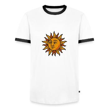 Le Visage du Soleil - T-shirt contrasté Homme - blanc/noir - Devant - AI Model Female 172 light (172cm) & AI Model Male 178 dark (178cm)
