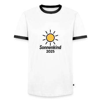 Sun Child 2025 - Men's Ringer Shirt - white/black - Front - AI Model Female 172 light (172cm) & AI Model Male 178 dark (178cm)